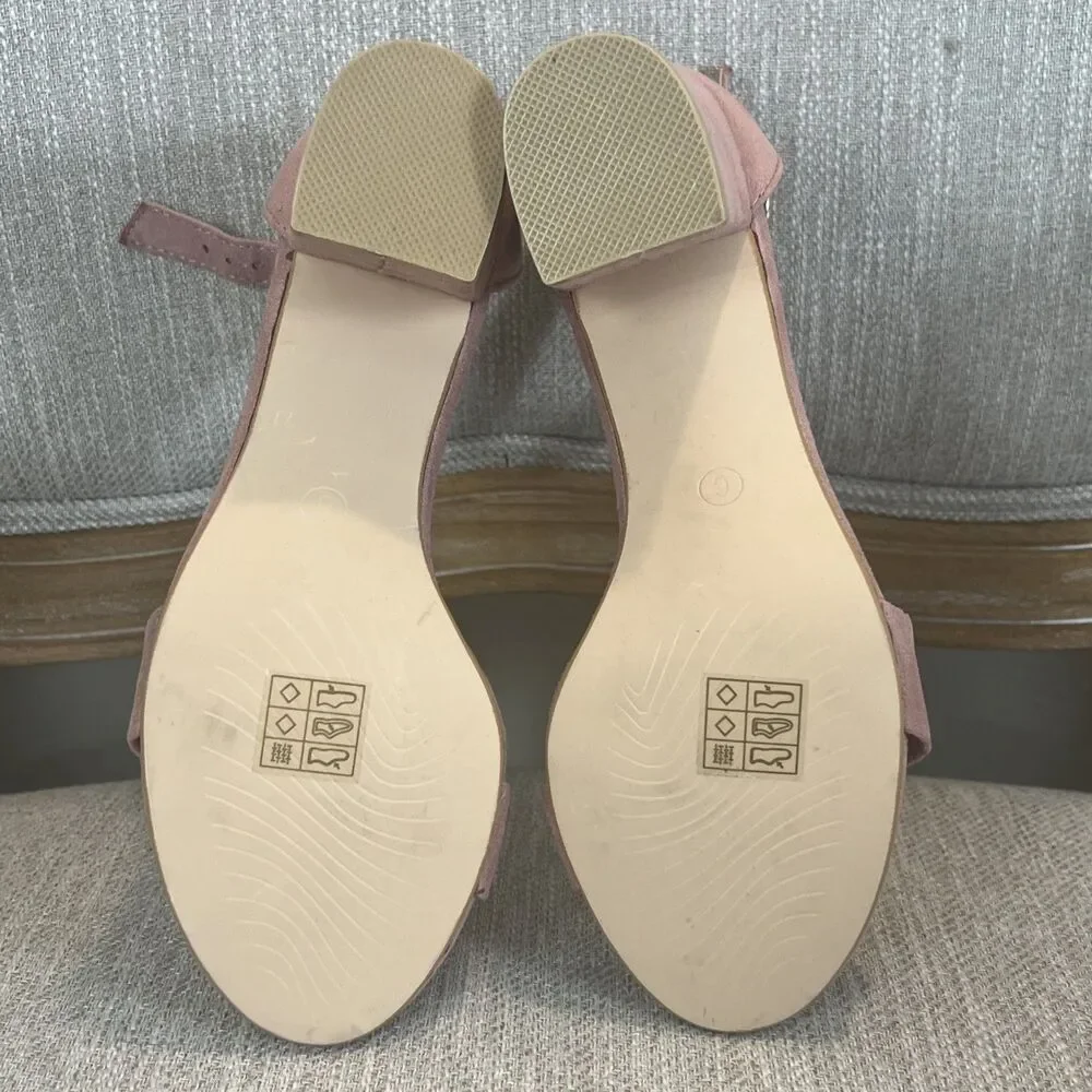 Allegra K Ankle Strap Block Low Heel Sandal Women's 6 Light Pink Wedding Summer - Picture 11 of 12